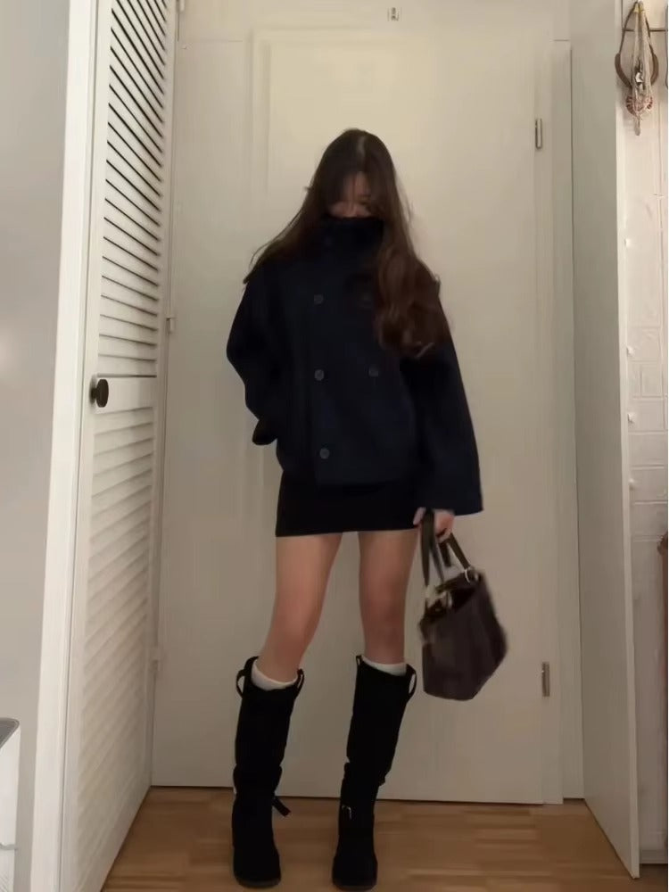 Women's Double-Breasted Cropped Coat 4