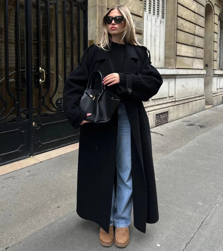 Women’s Double-Breasted Wool Blend Coat 0
