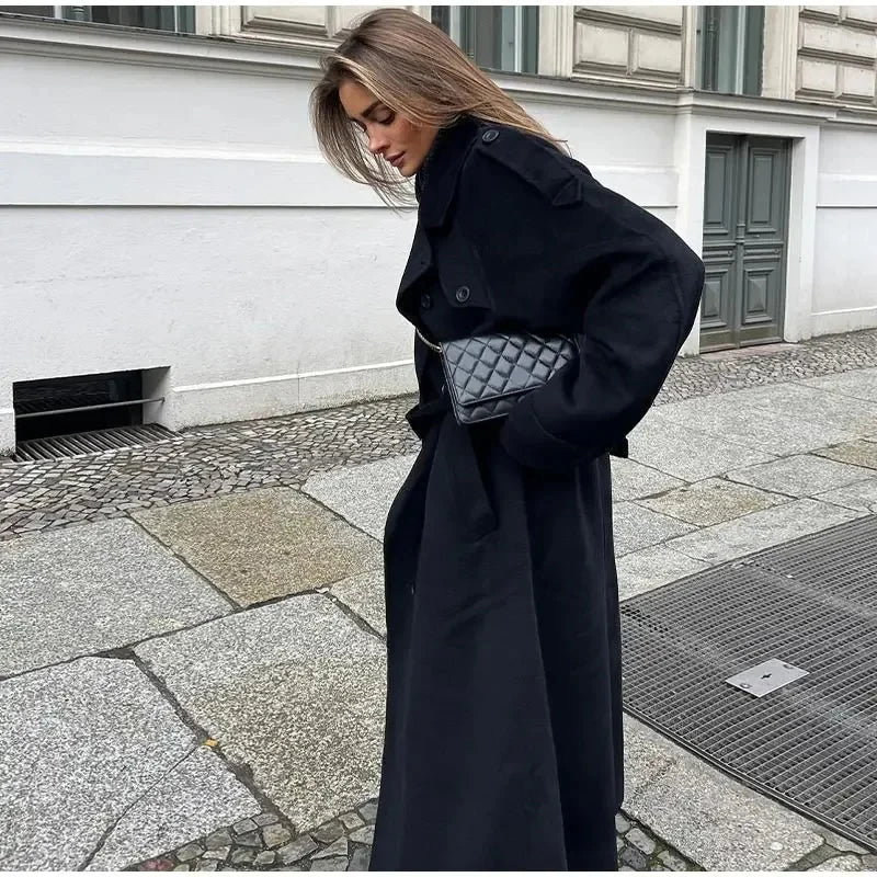 Women’s Double-Breasted Wool Blend Coat 1