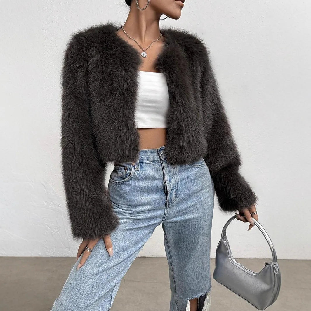 Women's Faux Fox Fur Coat Jacket 5