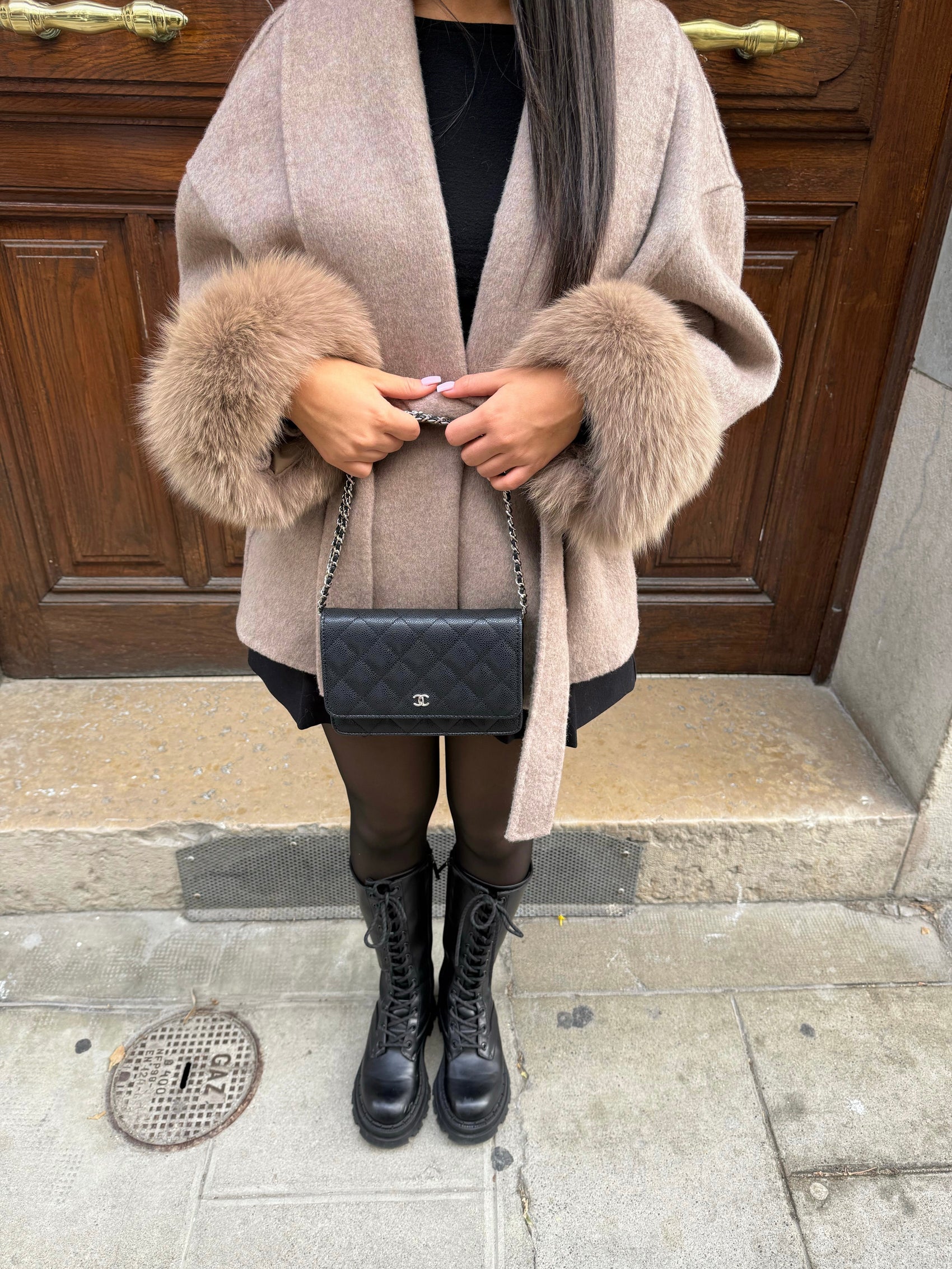 Women's Faux Fur Coat with Waist Tie Belt 1