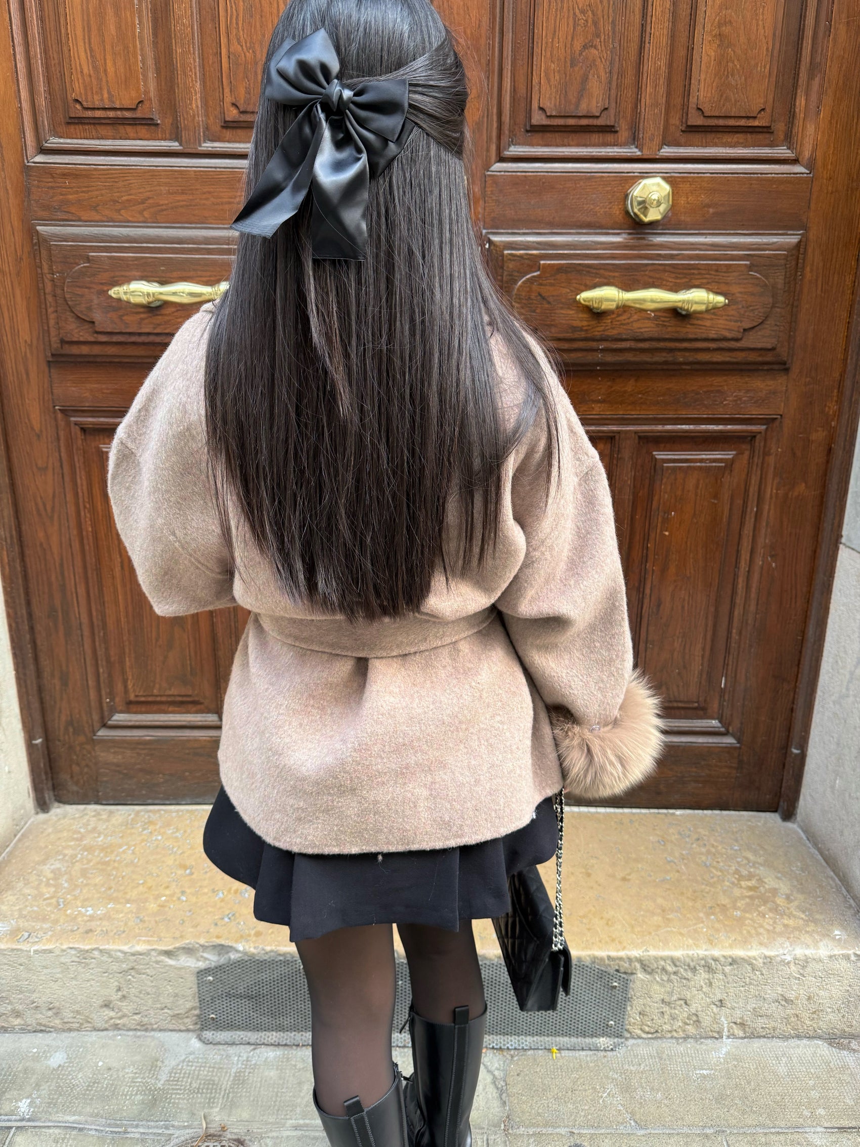 Women's Faux Fur Coat with Waist Tie Belt 3