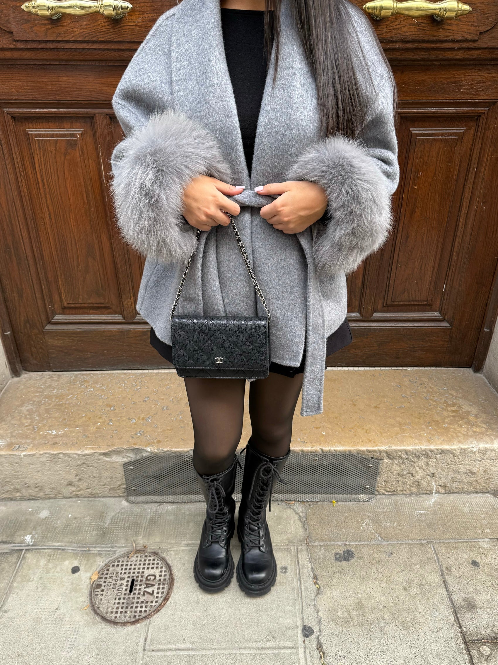 Women's Faux Fur Coat with Waist Tie Belt 5