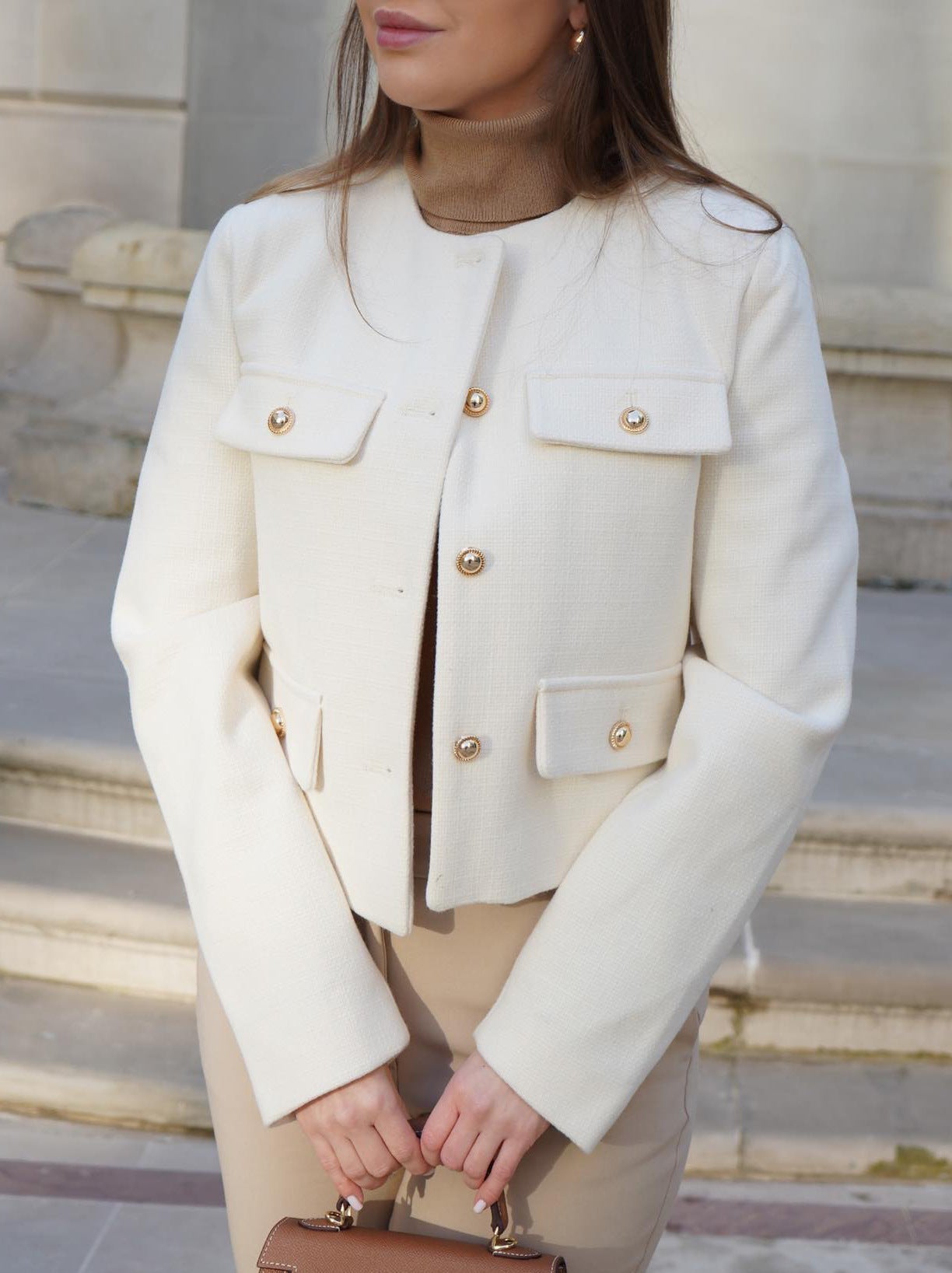 Women's Grace Pearl Button Cropped Jacket 1