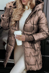 Women's Hooded Puffer Jacket with Quilted Lining 0