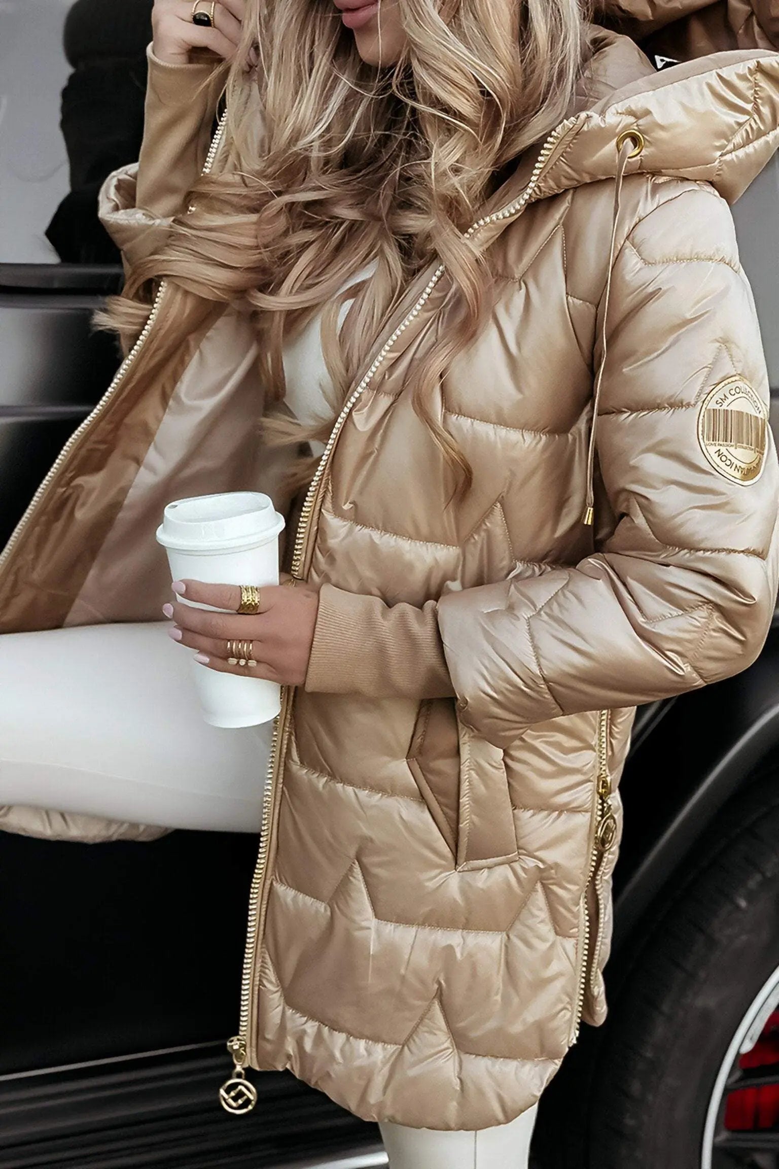 Women's Hooded Puffer Jacket with Quilted Lining 8