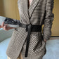 Women's Houndstooth Belted Split-Hem Blazer 5