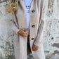 Women's Long Black Cardigan with Buttons and Pockets – Soft Ribbed Knit for Layering 1
