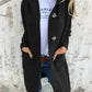 Women's Long Black Cardigan with Buttons and Pockets – Soft Ribbed Knit for Layering 4