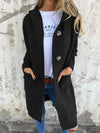 Women's Long Black Cardigan with Buttons and Pockets – Soft Ribbed Knit for Layering 4