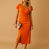 Women’s Midi Dress with V-Neck – Elegant Fit 0