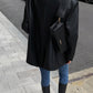 Women's Oversized Faux Leather Blazer with Lapel 1