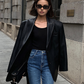 Women's Oversized Faux Leather Blazer with Lapel 3