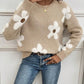 Women's Oversized Floral Knit Sweater - Cozy Round Neck Design, Relaxed Fit, Soft Texture, Everyday Comfort 1