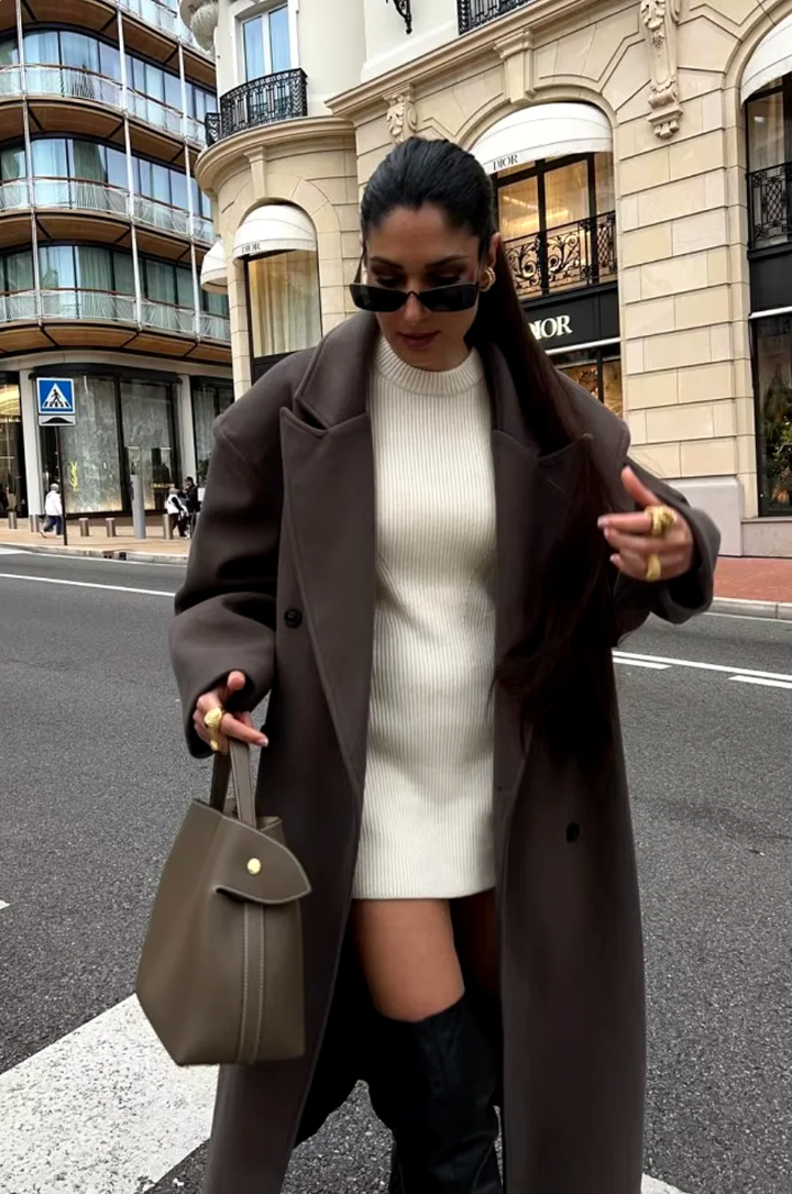 Women's Oversized Longline Double-Breasted Wool Coat 3