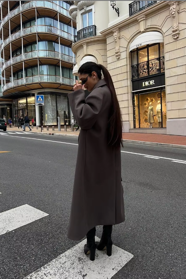 Women's Oversized Longline Double-Breasted Wool Coat 4