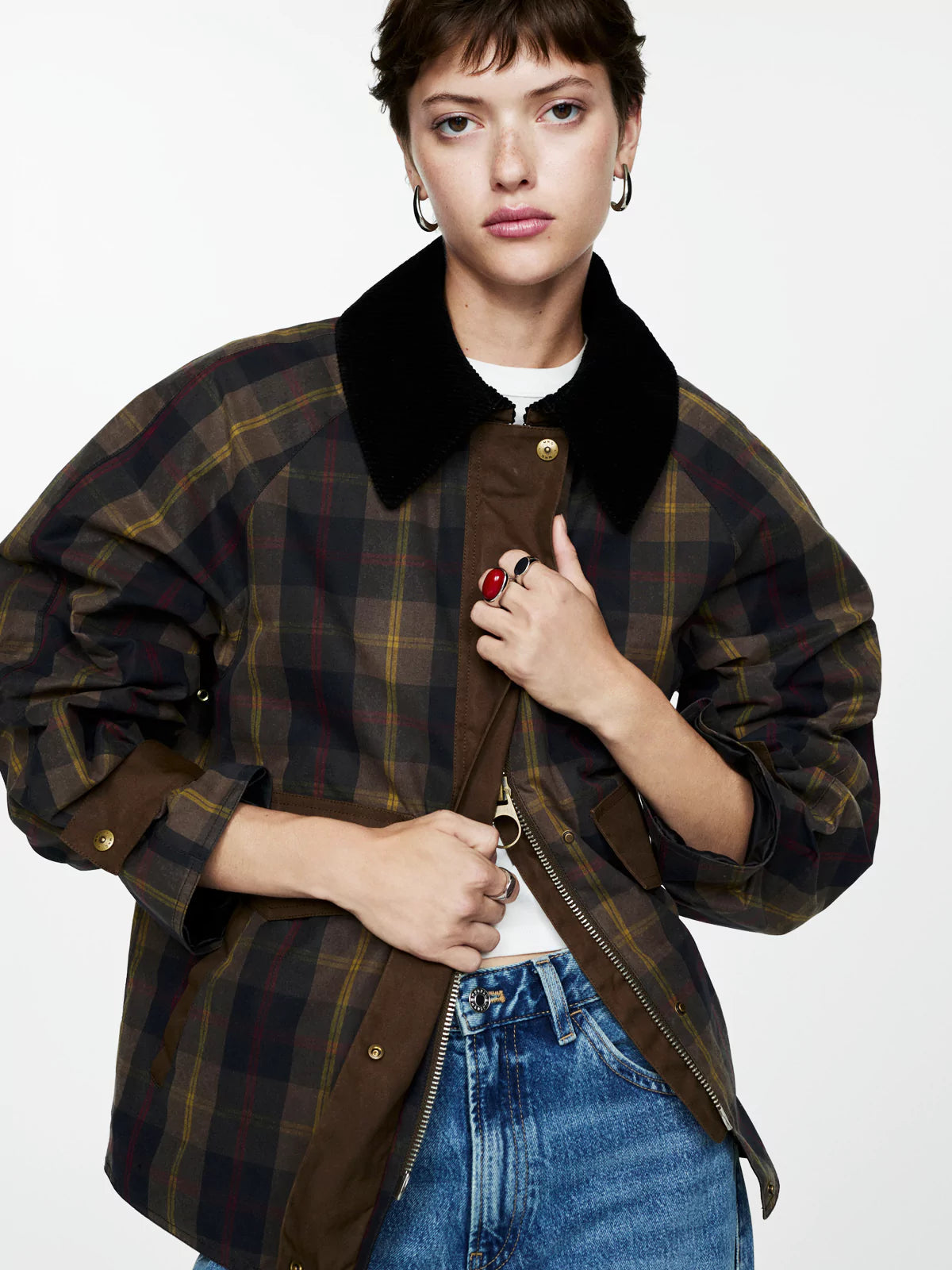 Women's Plaid Straight Cut Jacket 0