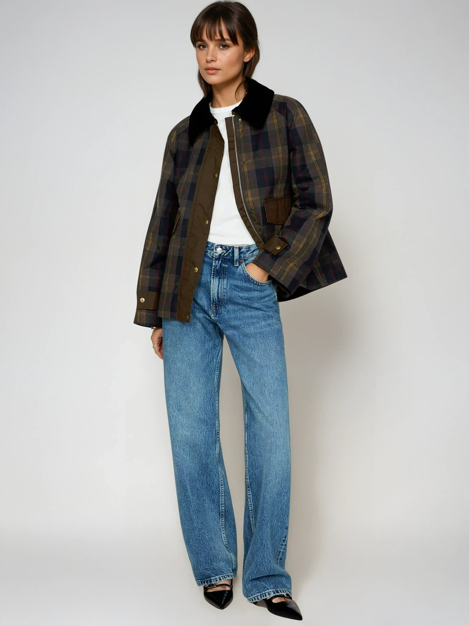 Women's Plaid Straight Cut Jacket 1