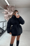 Women's Puffer Jacket with waist belt 0