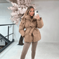 Women's Puffer Jacket with waist belt 1