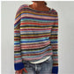 Women's Retro Multi-Colored Knitted Sweater – Soft, Relaxed Fit, Perfect for Layering and Casual Outings 0
