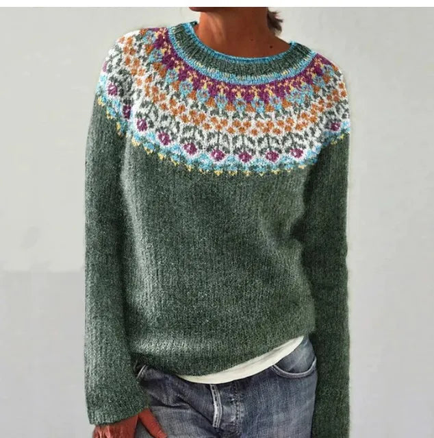 Women's Retro Multi-Colored Knitted Sweater – Soft, Relaxed Fit, Perfect for Layering and Casual Outings 3