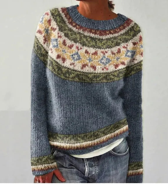 Women's Retro Multi-Colored Knitted Sweater – Soft, Relaxed Fit, Perfect for Layering and Casual Outings 4