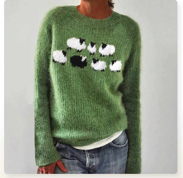 Women's Retro Multi-Colored Knitted Sweater – Soft, Relaxed Fit, Perfect for Layering and Casual Outings 5