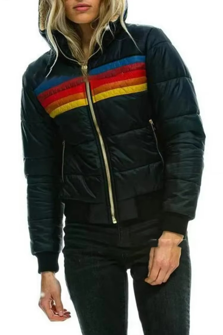 Women's Retro Striped Padded Puffer Jacket 2