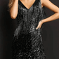 Women's Sequin Tassel V-Neck Backless Party Mini Dress 2