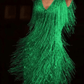 Women's Sequin Tassel V-Neck Backless Party Mini Dress 4