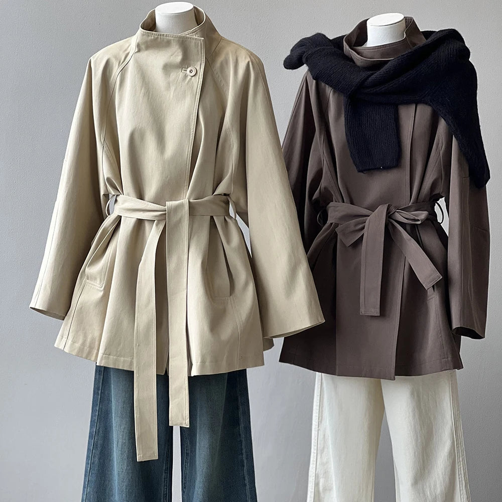 Women's Stand Collar Trench Coat 3