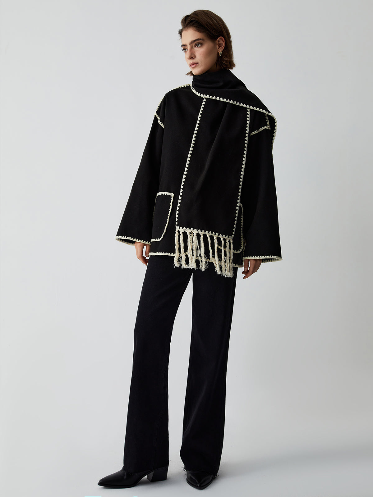 Women's Tailored Jacket with Matching Scarf 1