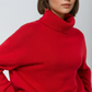 Oversized Red Turtleneck Knit Sweater
