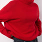 Oversized Red Turtleneck Knit Sweater