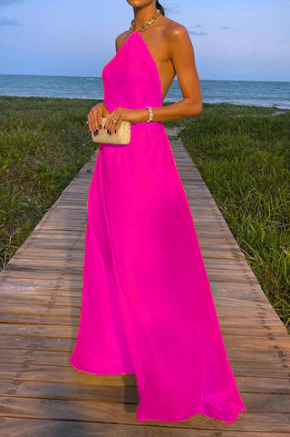 Long Halter Dress with Golden Chain